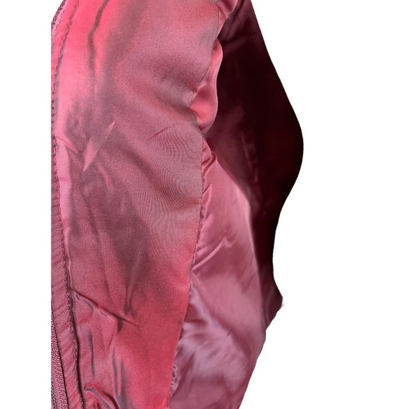 Large Casual Identity Women's Full Zip Burgundy Metallic Lightweight Puffer Vest - Picture 8 of 9
